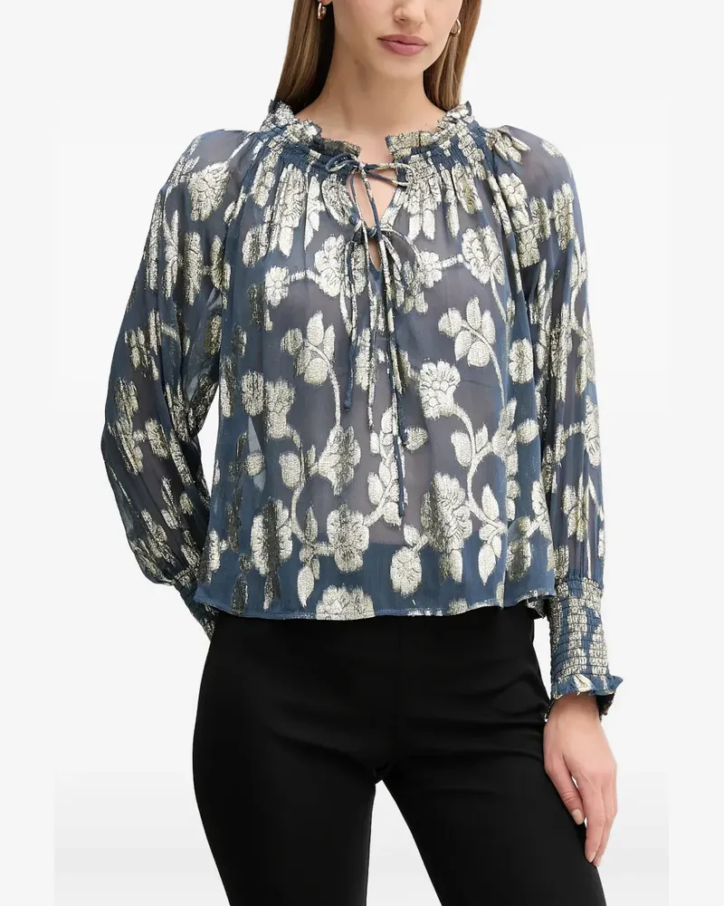 Hoss Intropia ruffled floral-print top - Blau Blau