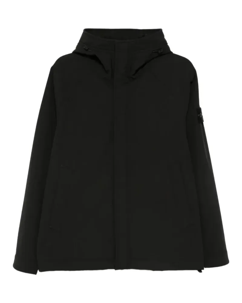 Stone Island Kapuzenjacke mit Logo-Patch - Schwarz Schwarz