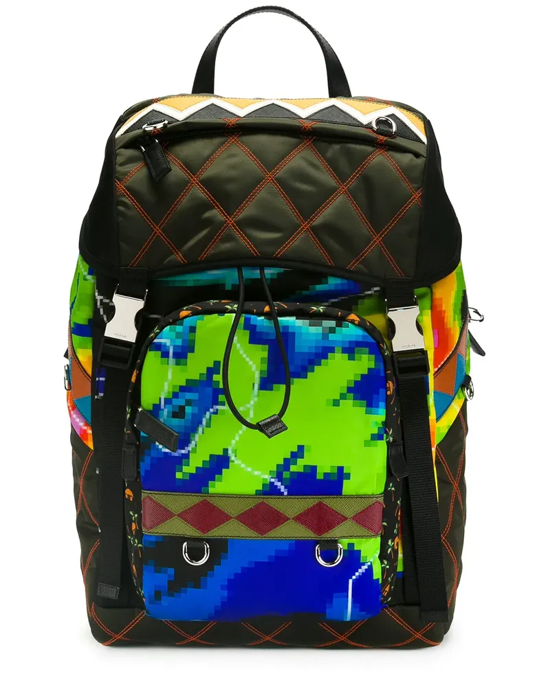 Prada Gesteppter Rucksack mit grafischem Print - Mehrfarbig Mehrfarbig