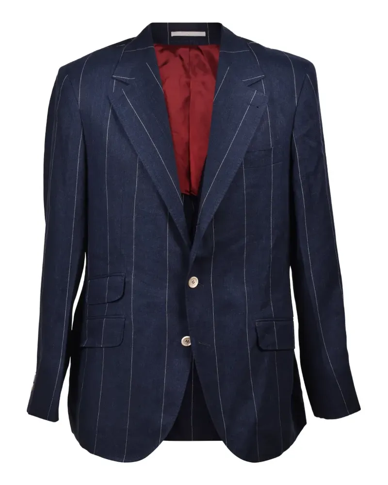 Brunello Cucinelli Anzug mit steigendem Revers und Nadelstreifen - Blau Blau