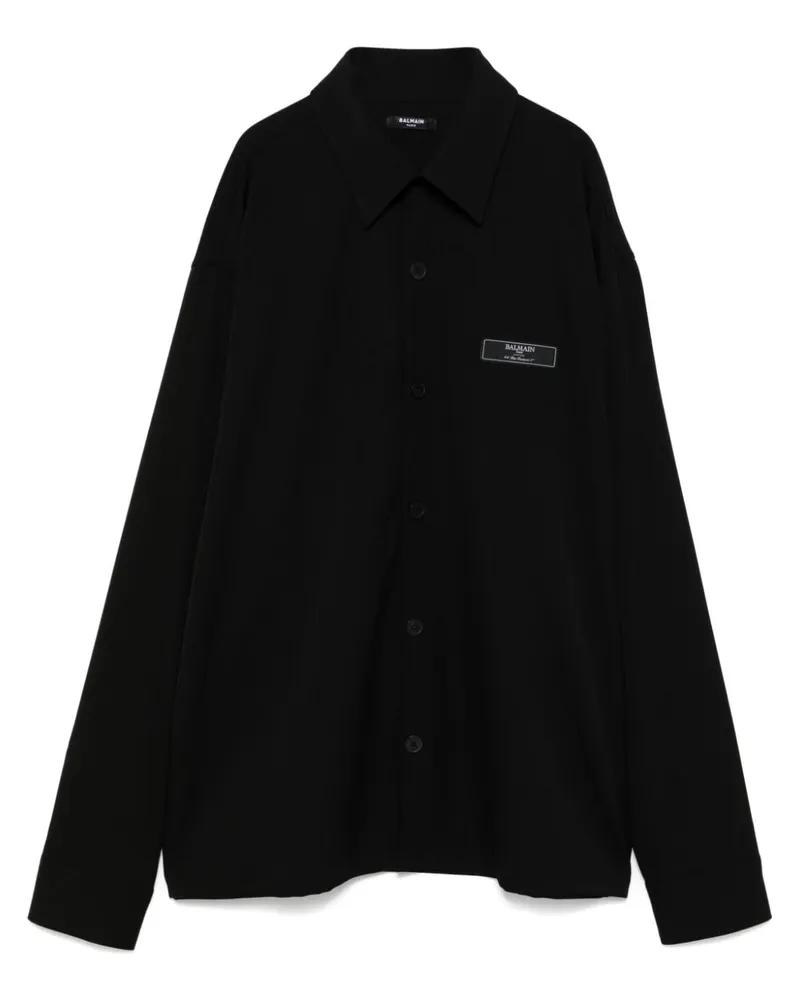 Balmain Hemd mit Logo-Patch - Schwarz Schwarz