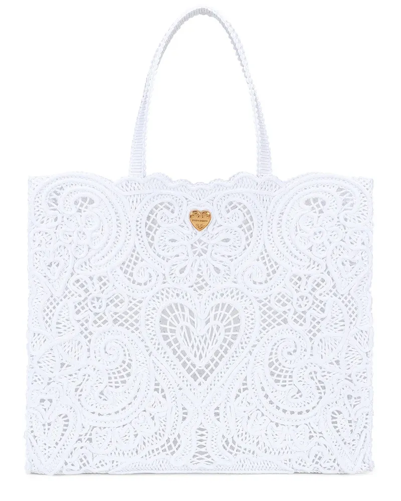 Dolce & Gabbana Großer Beatrice Shopper aus Cordonetto-Spitze - Weiß Weiß