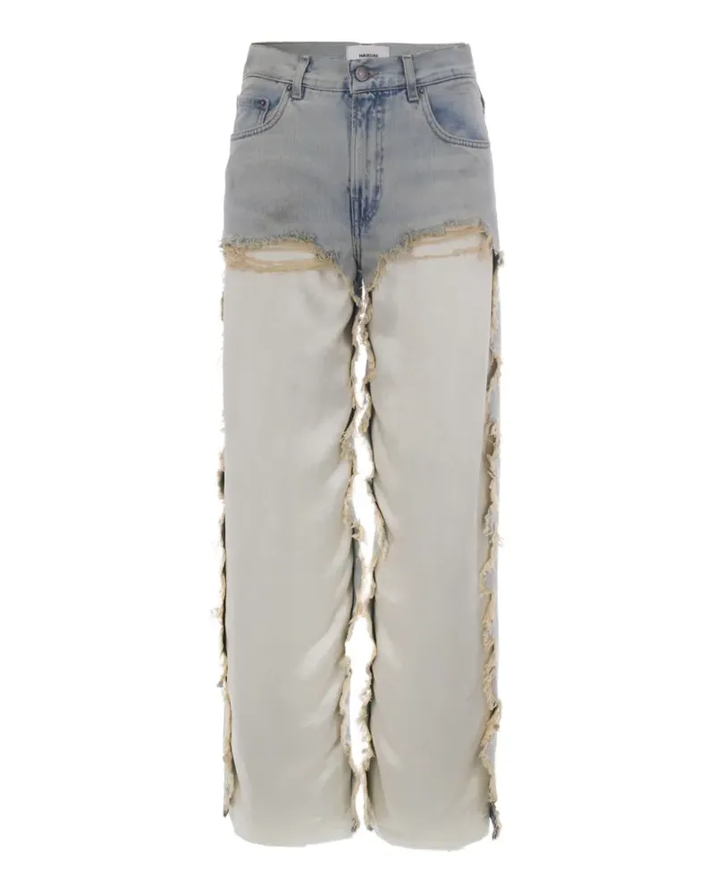 Haikure Bonnie distressed wide-leg cotton jeans - Blau Blau