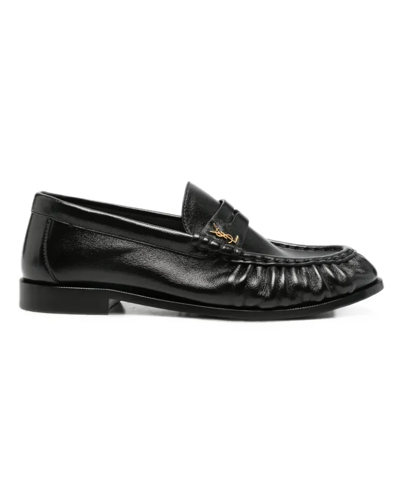 Saint Laurent Geraffte YSL Loafer - Schwarz Schwarz