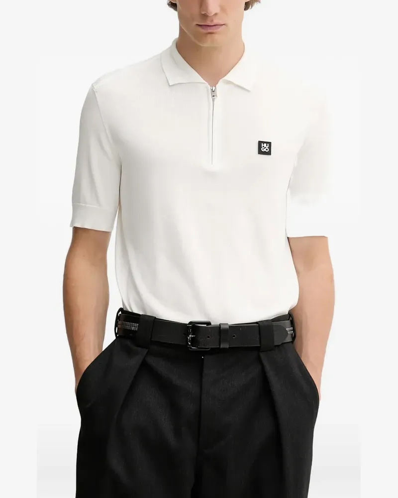 HUGO BOSS half-zip logo-patch polo shirt - Weiß Weiß