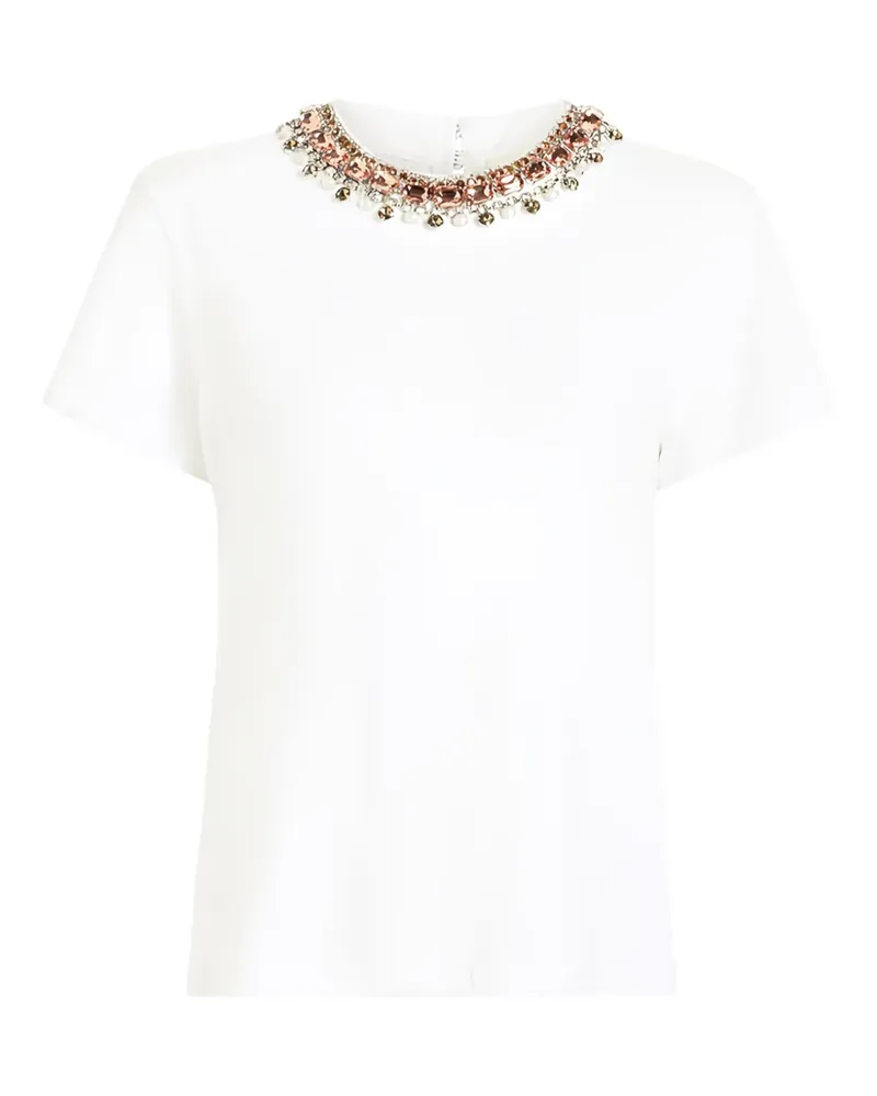 Cinq à Sept Danielle T-Shirt mit Perlen und Strass - Weiß Weiß