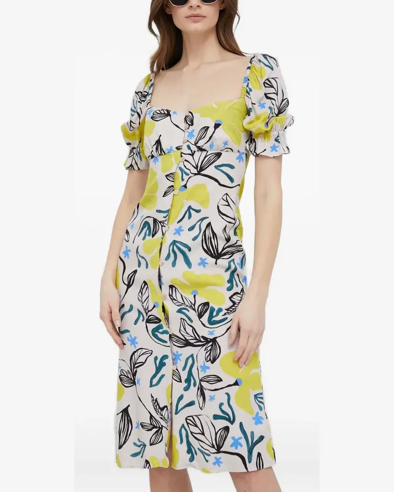 Paul Smith square-neck floral midi dress - Nude Nude