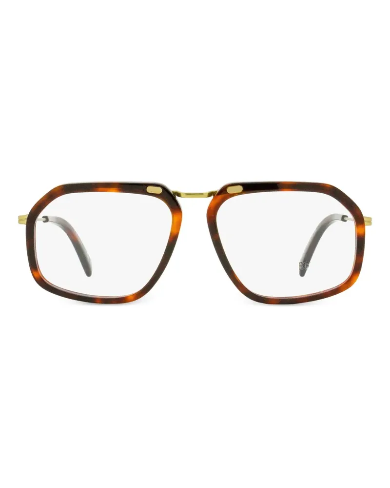 Ermenegildo Zegna Eckige Brille mit einem Steg - Braun Braun