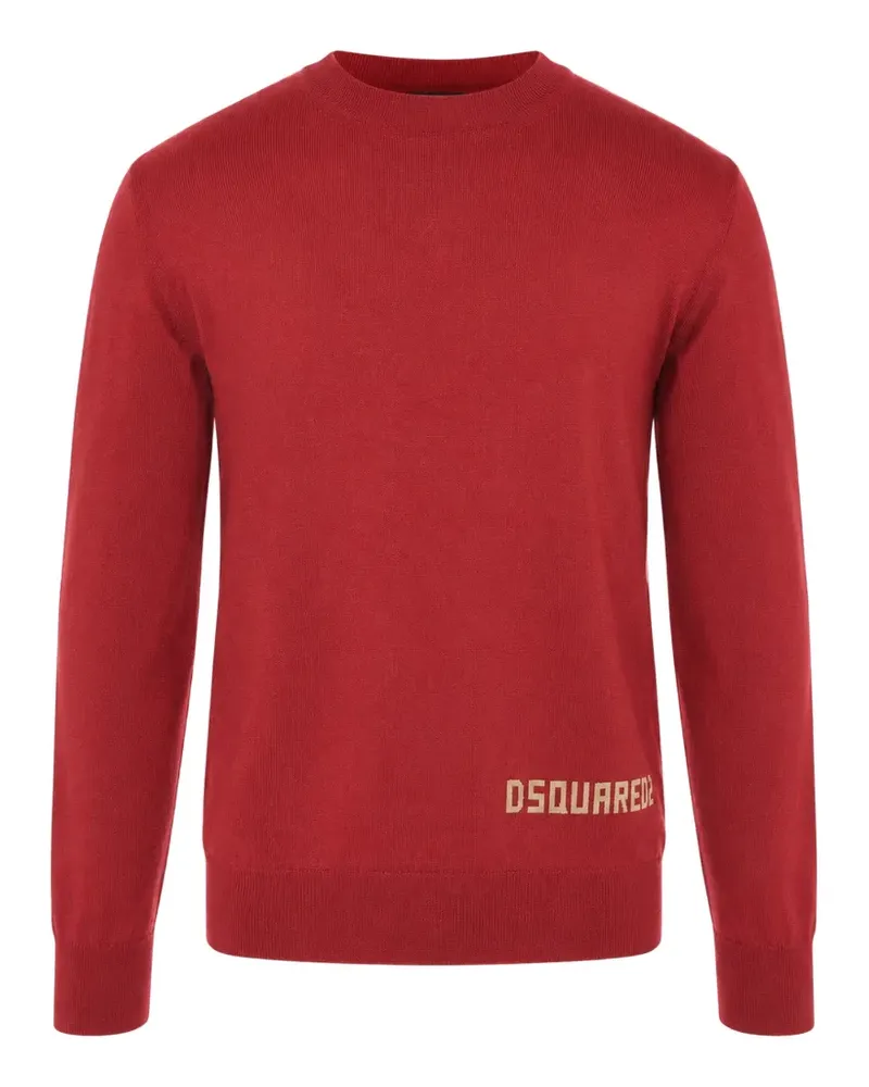 Dsquared2 Sweatshirt mit geflocktem Logo - Rot Rot