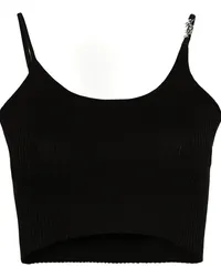 Amiri Geripptes Stricktop mit Logo-Schild Schwarz