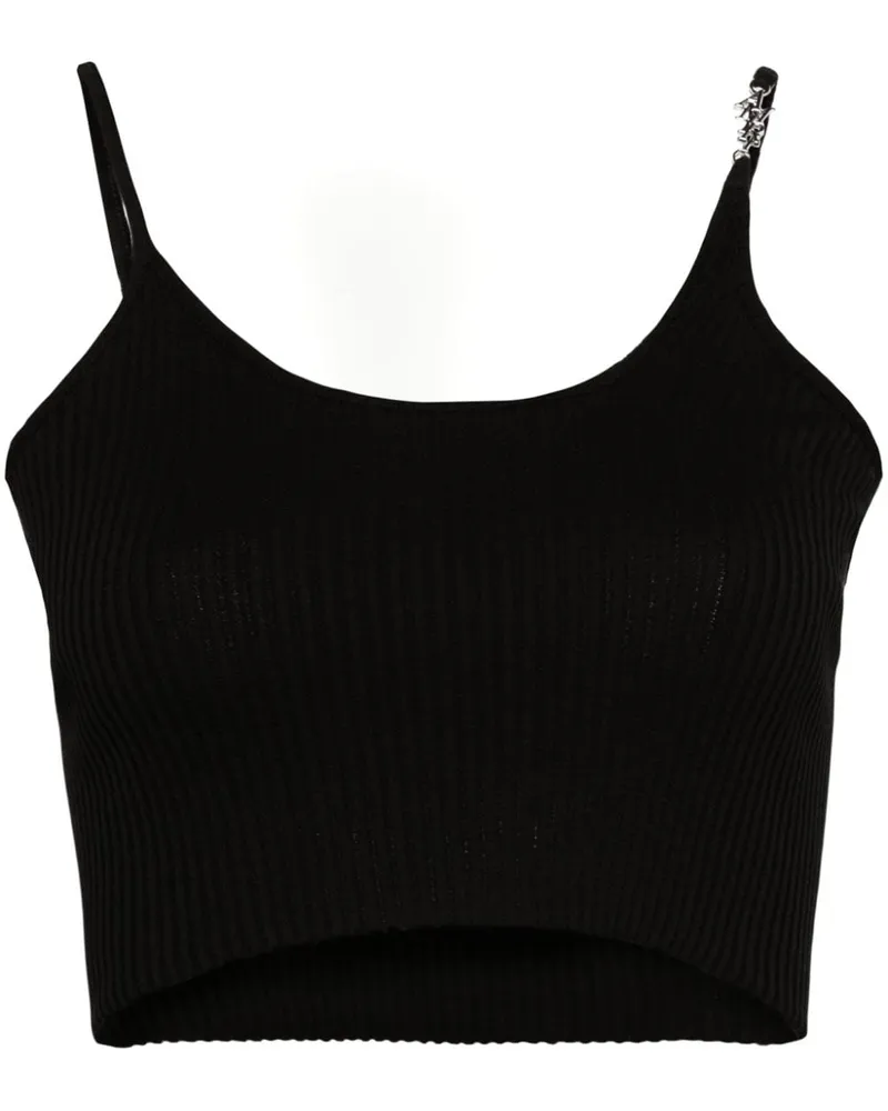 Amiri Geripptes Stricktop mit Logo-Schild - Schwarz Schwarz