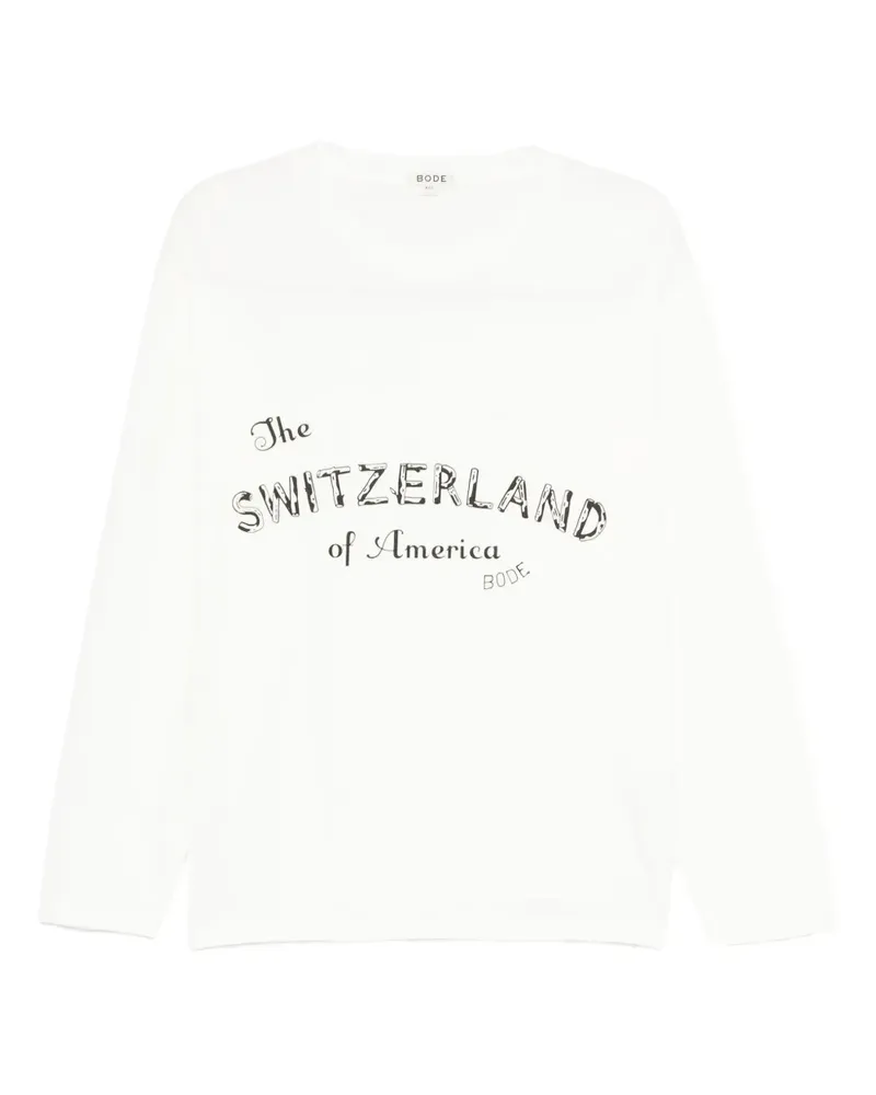 BODE Langarmshirt mit grafischem Print - Weiß Weiß