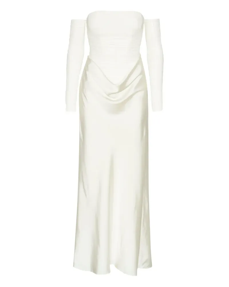 ROTATE Birger Christensen Maxikleid mit Raffungen - Weiß Weiß