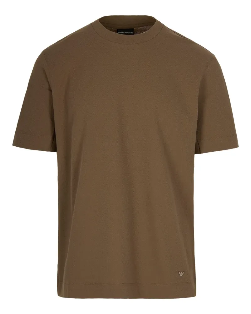 Emporio Armani T-Shirt mit besticktem Schild - Braun Braun
