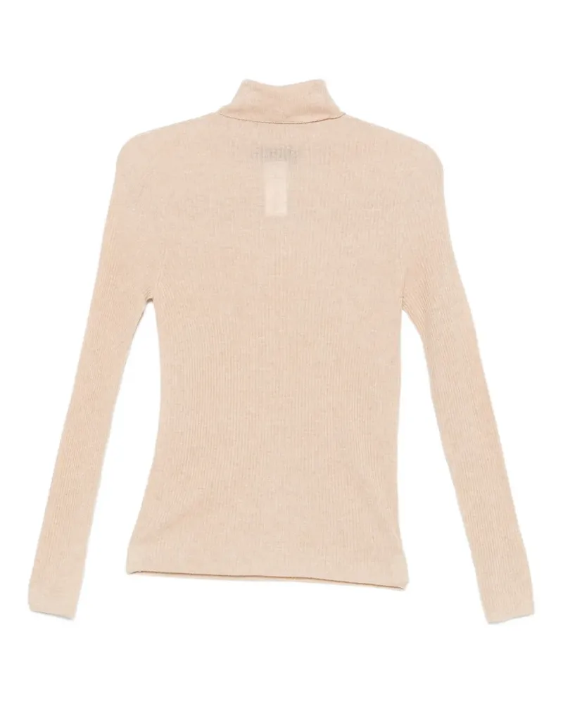 Fabiana Filippi Geripptes Strick-T-Shirt mit Rollkragen - Nude Nude