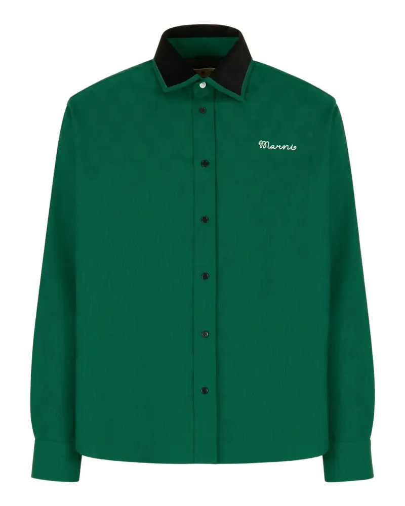 Marni embroidered-logo long-sleeve shirt - Grün Grün