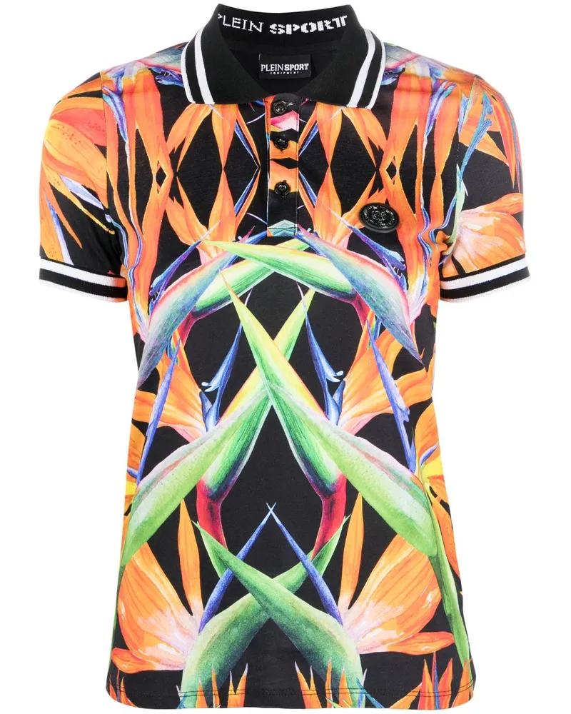 Philipp Plein Top mit Blumen-Print - Schwarz Schwarz