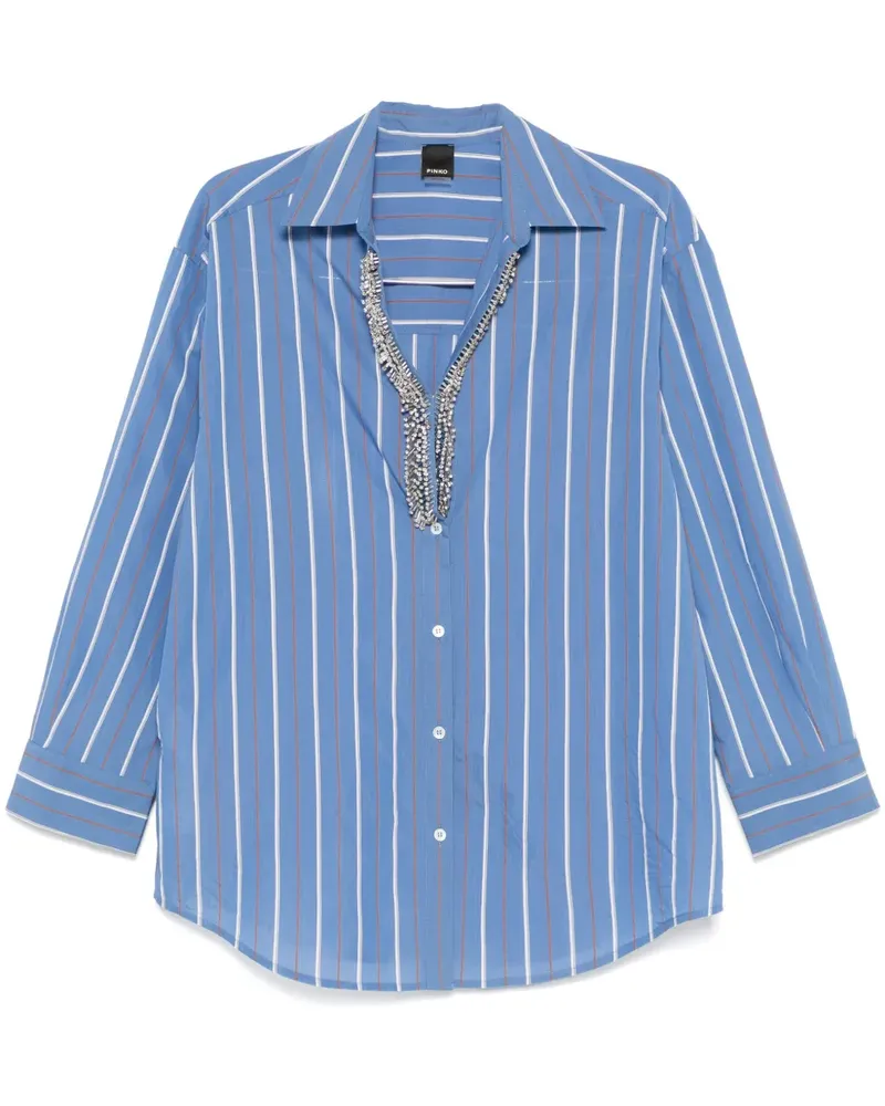 Pinko Gestreiftes Hemd mit Kristallen - Blau Blau