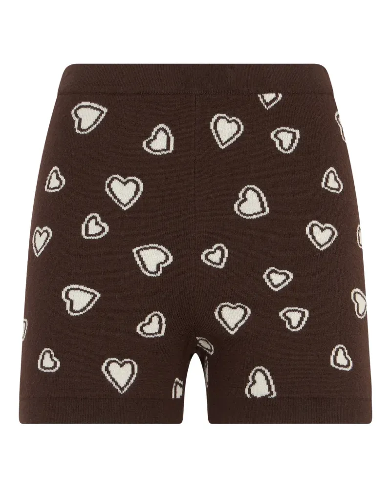 Moschino heart-print wool mini shorts - Braun Braun