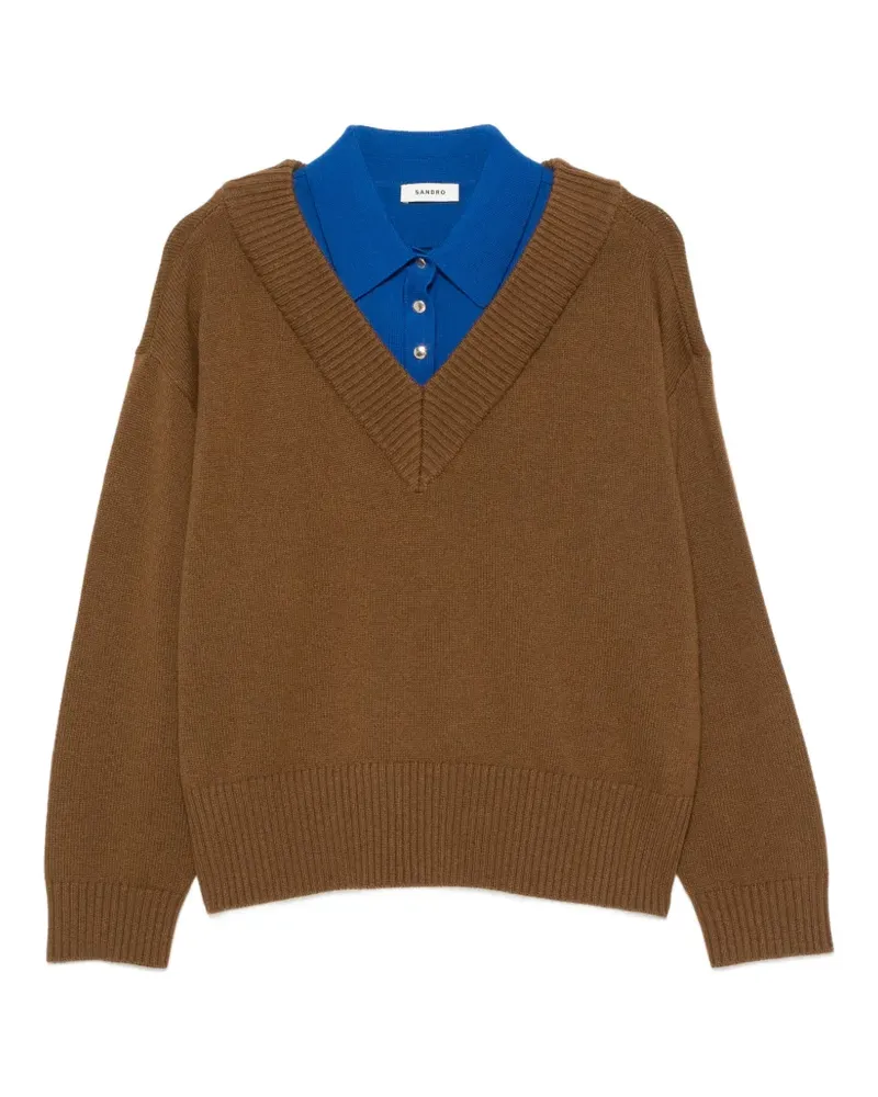 Sandro Pullover mit geripptem Saum - Braun Braun