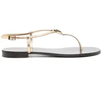 Flache Camelie Sandalen - Gold