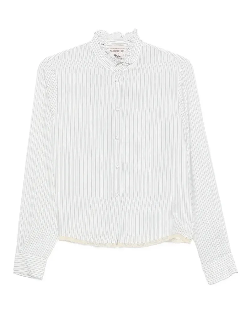 Semicouture pinstripe ruffled shirt - Weiß Weiß