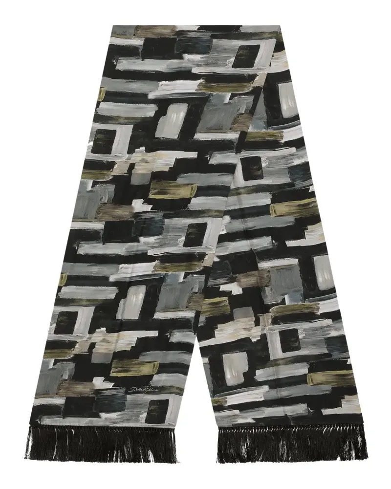 Dolce & Gabbana Seidenschal mit abstraktem Print - Schwarz Schwarz