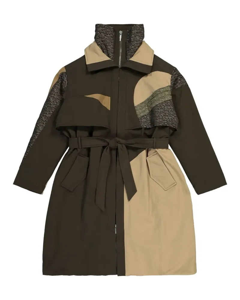 Feng Chen Wang quilted-panel belted coat - Grün Grün