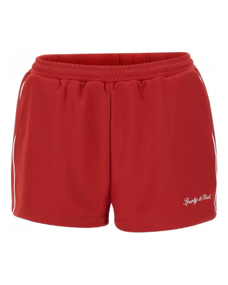 SPORTY & RICH logo-embroidered contrast-trim shorts - Rot Rot