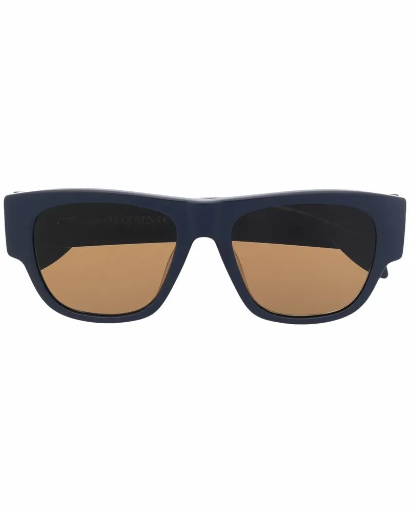 Alexander McQueen Sonnenbrille mit Logo - Blau Blau