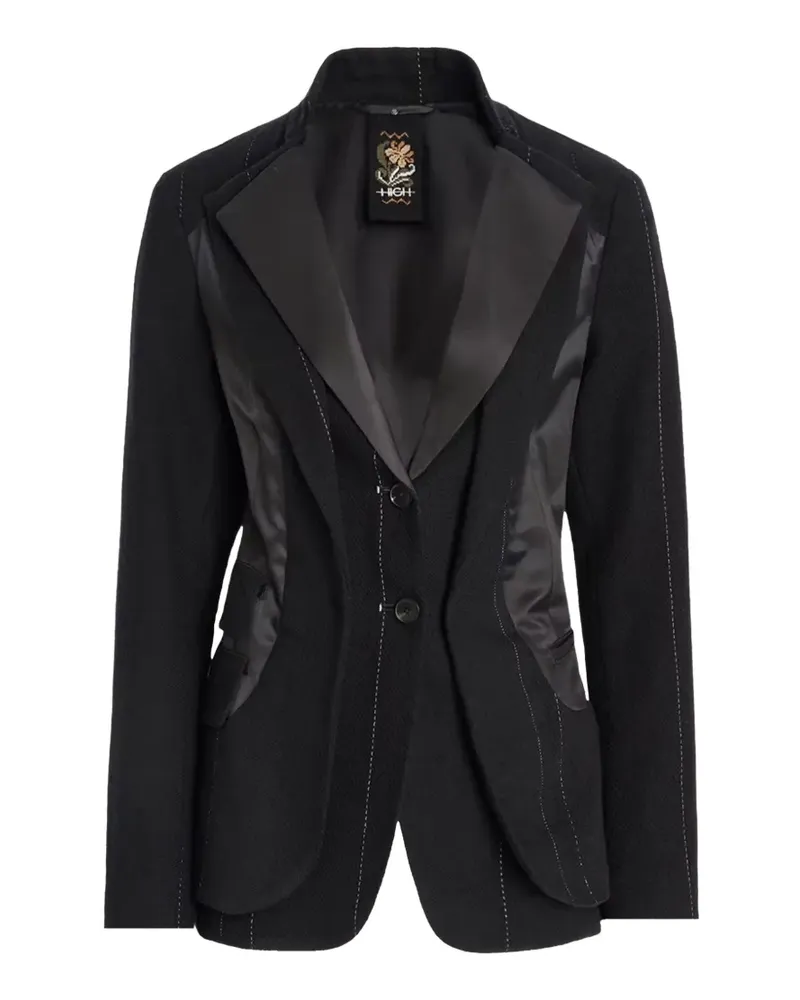 HIGH Zig-Zag panelled contrast-lapel blazer - Schwarz Schwarz