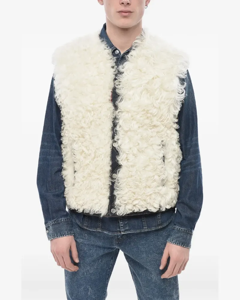 Dsquared2 Jeansjacke mit Faux-Fur-Besatz - Nude Nude