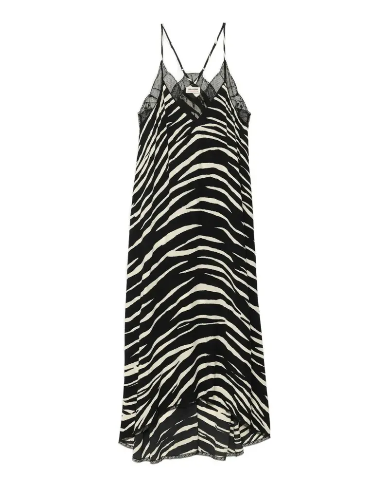 Zadig & Voltaire Spitzenbesatz-Midikleid mit Zebra-Print - Schwarz Schwarz