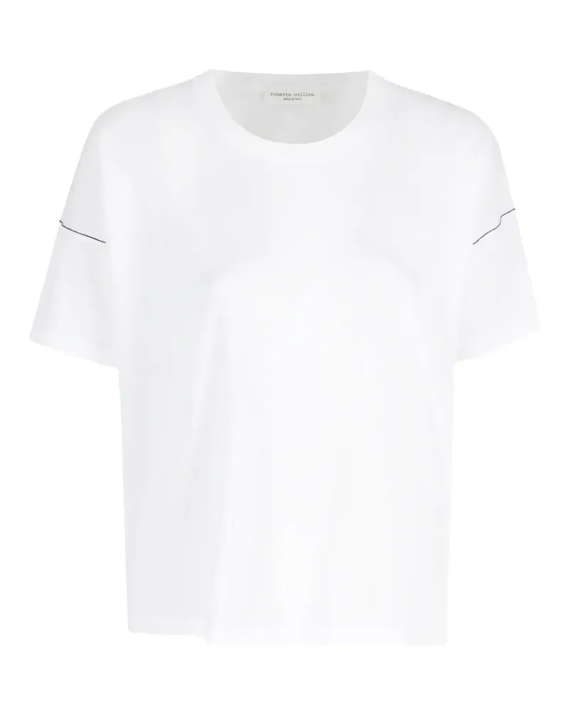 Roberto Collina contrast-stitch dropped-shoulder T-shirt - Weiß Weiß