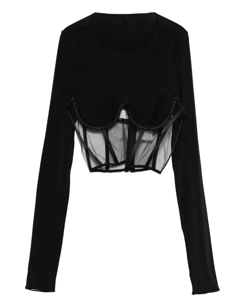 Nensi Dojaka T-Shirt mit Mesh - Schwarz Schwarz