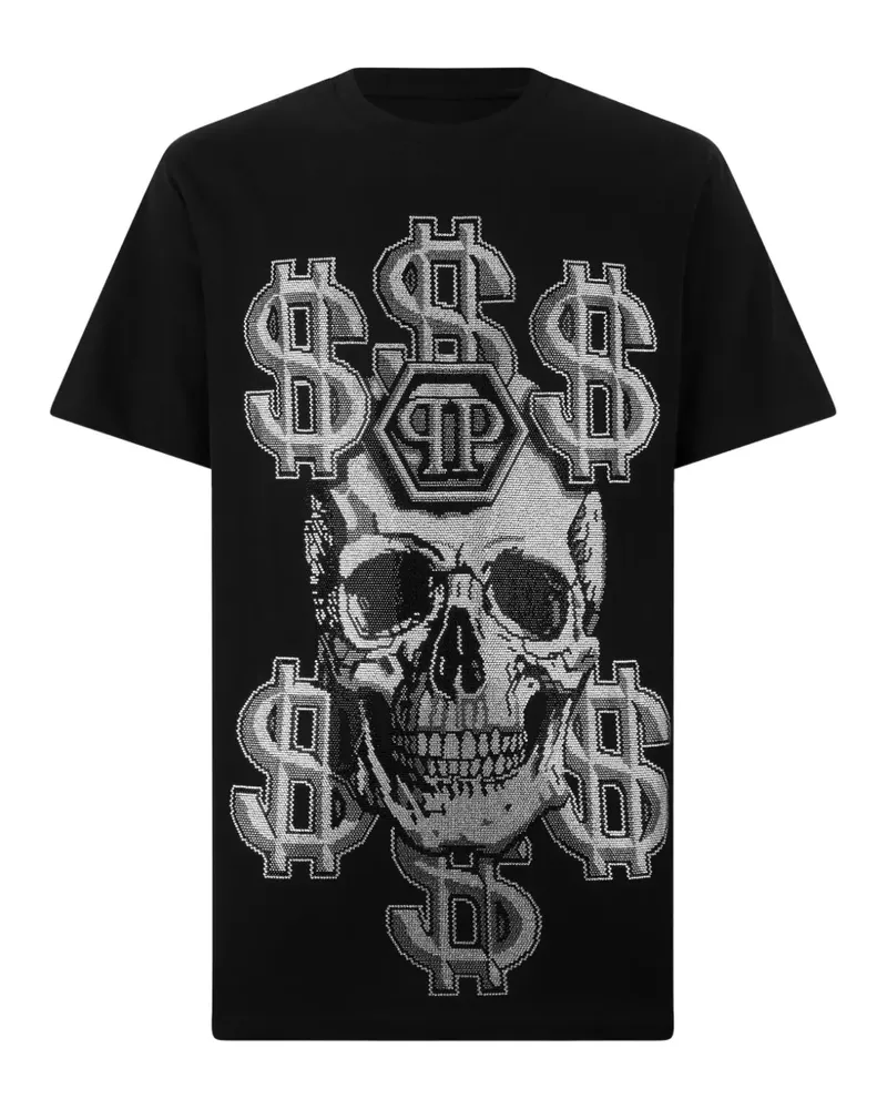 Philipp Plein T-Shirt mit Kristallen und Totenkopf-Print - Schwarz Schwarz