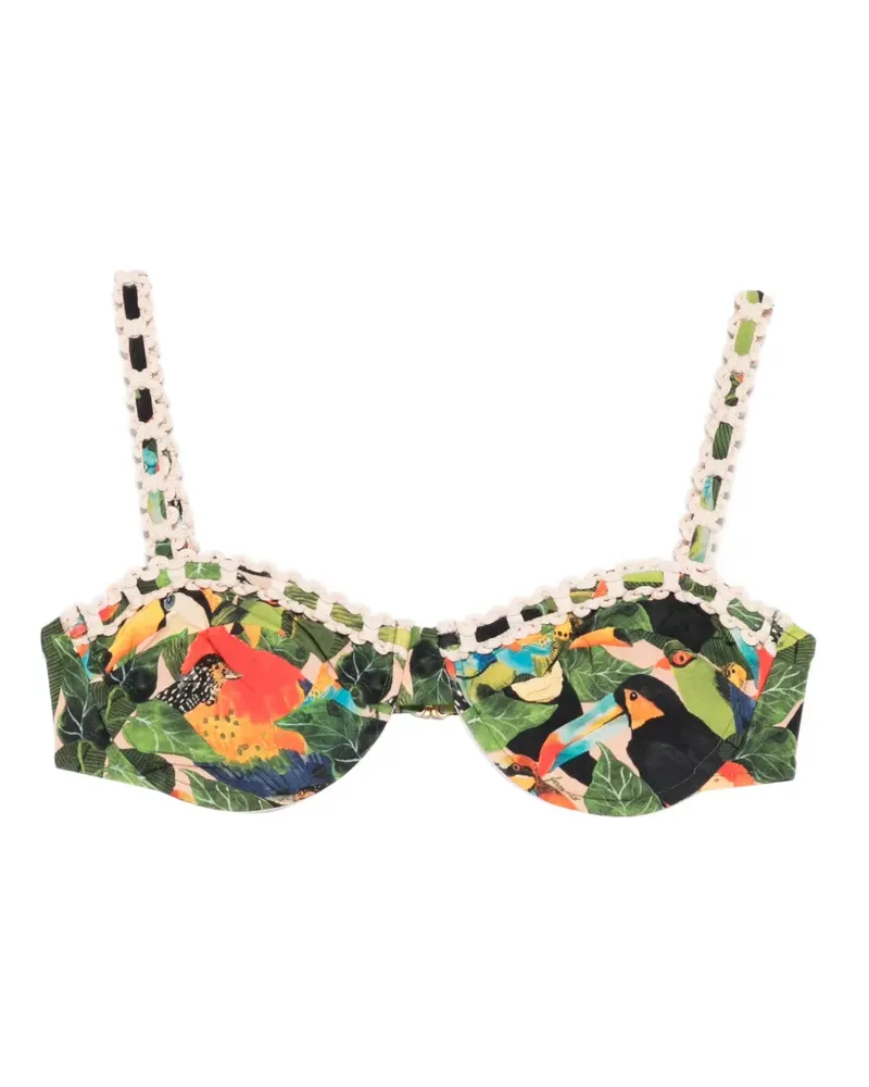 FARM Rio bird-print underwire bikini top - Grün Grün