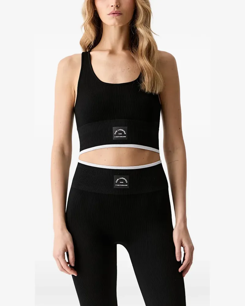 Karl Lagerfeld logo-patch ribbed-knit top - Schwarz Schwarz