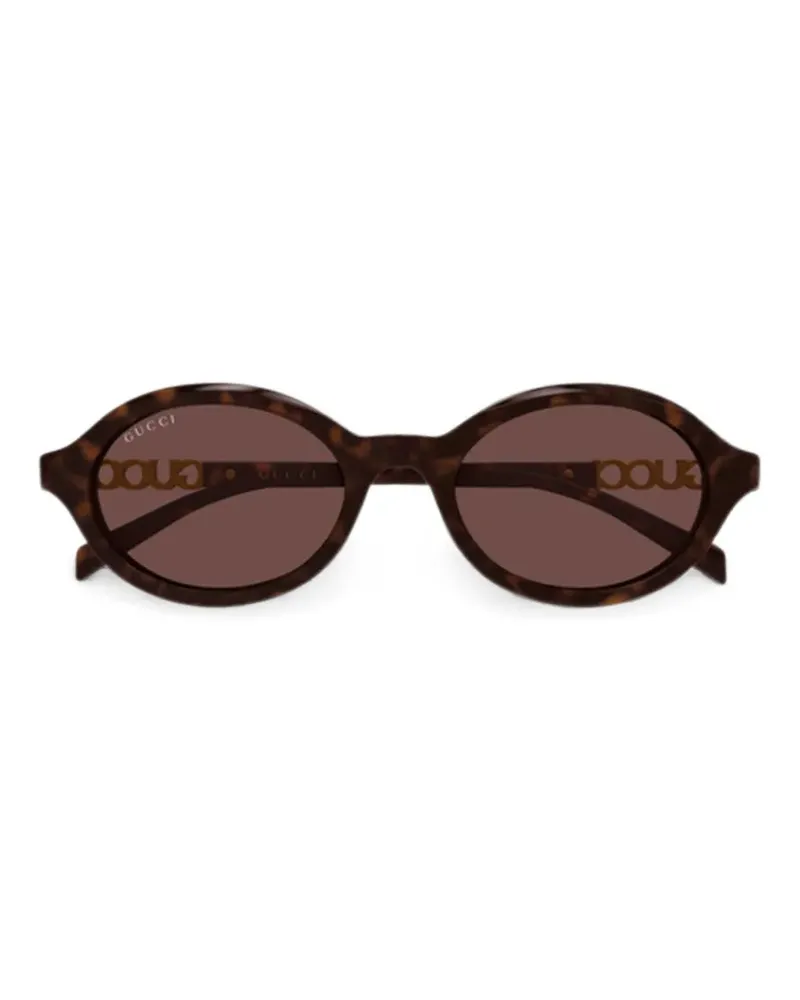 Gucci 3D Block Logo oval sunglasses - Braun Braun
