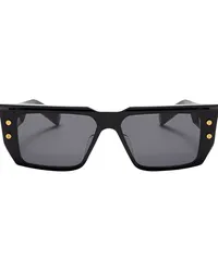 Balmain Eckige Sonnenbrille mit Logo Schwarz