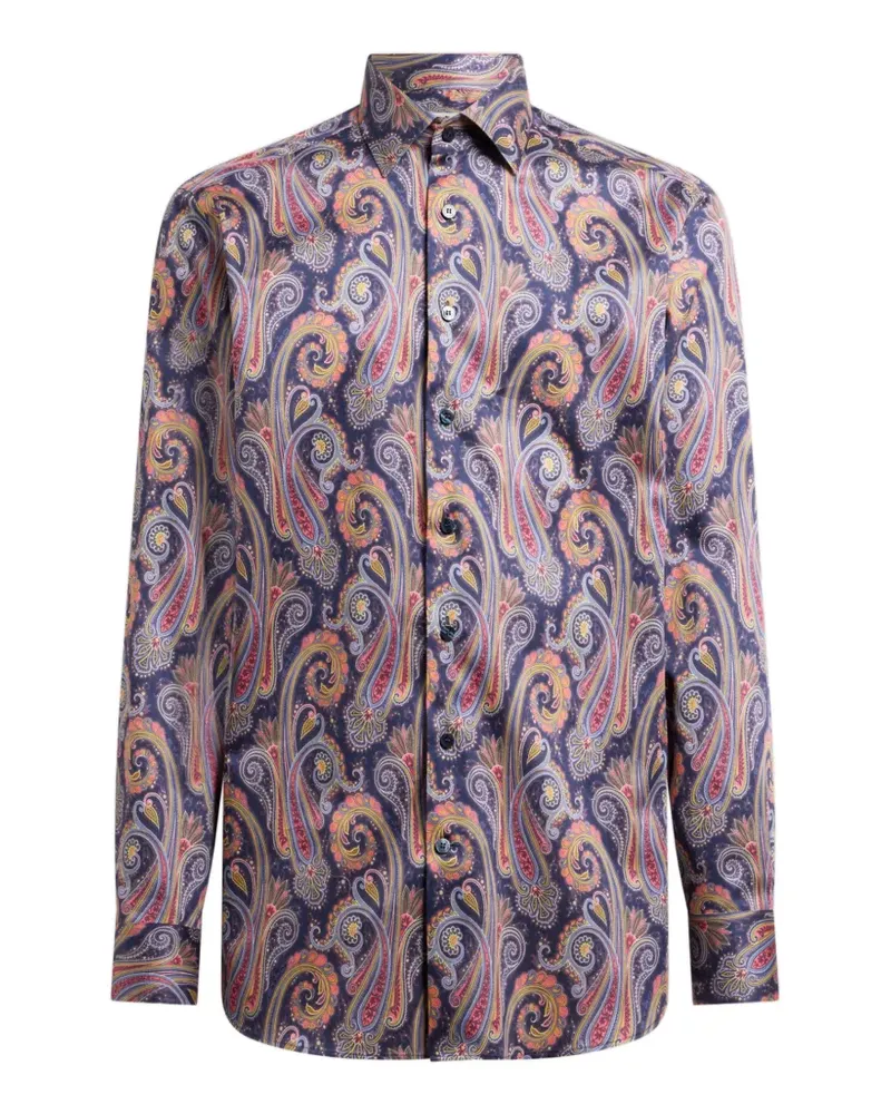 Etro Paisley-print cotton-satin shirt - Blau Blau