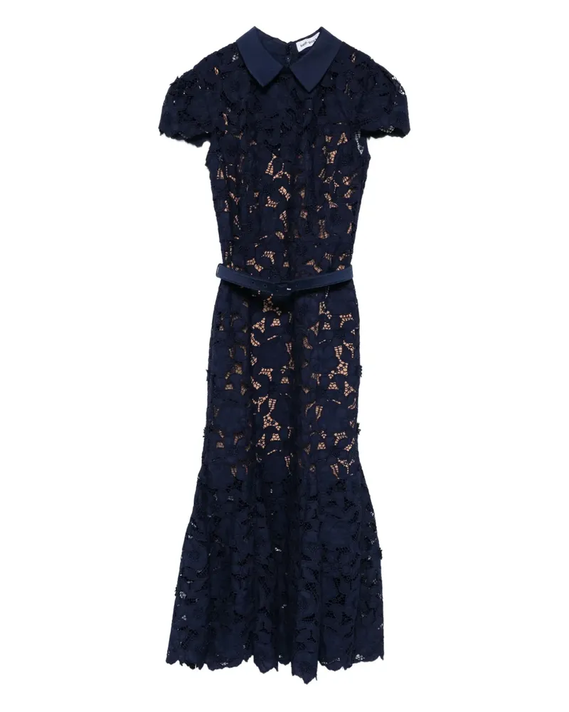 Self-Portrait guipure-lace midi dress - Blau Blau