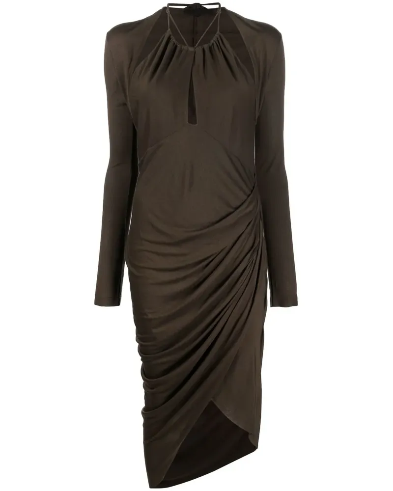 Helmut Lang Langärmeliges Neckholder-Kleid - Grün Grün