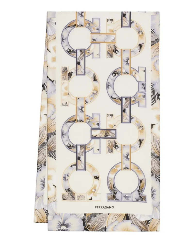 Ferragamo Gancini Seidenschal mit Blumen-Print - Nude Nude