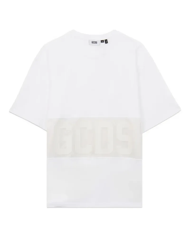 GCDS T-Shirt mit Logo-Streifen - Weiß Weiß