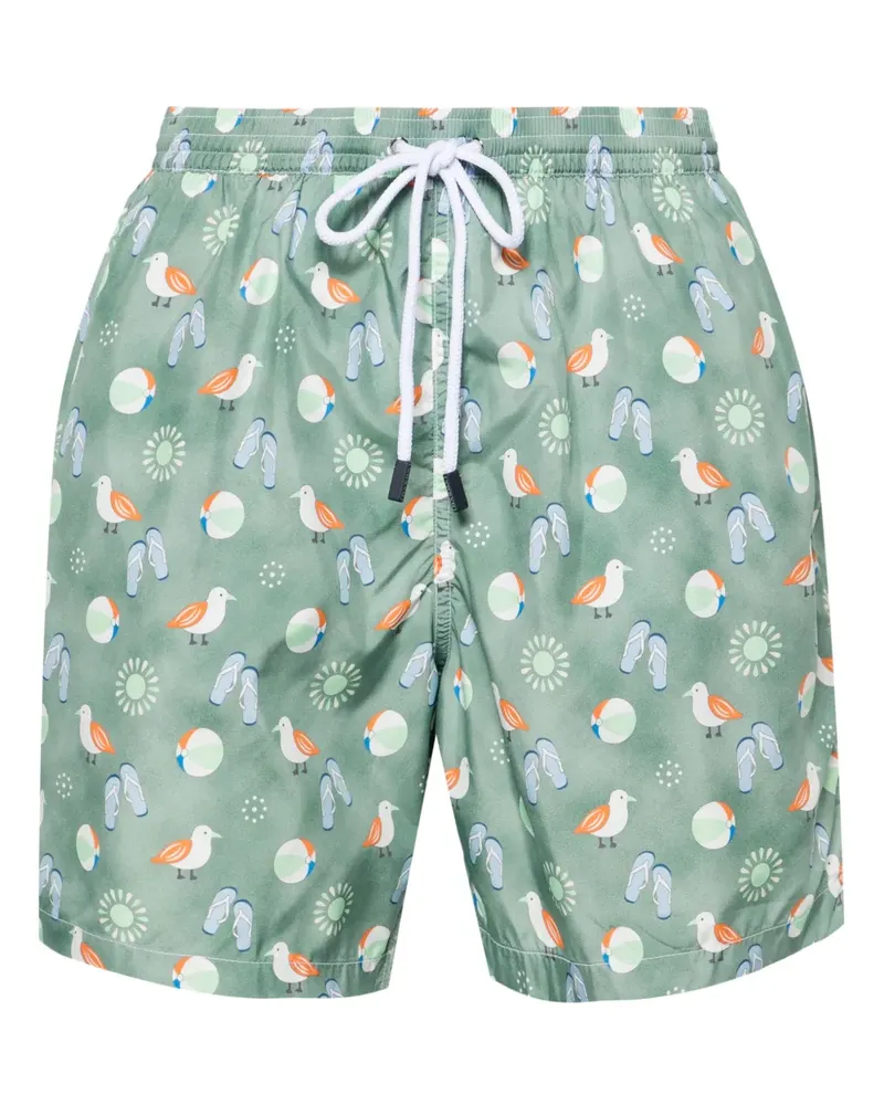 BARBA Badeshorts mit grafischem Print - Grün Grün