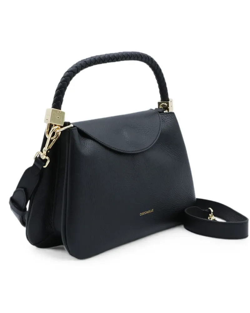 Coccinelle small Tiggy braided-handle leather tote bag - Schwarz Schwarz