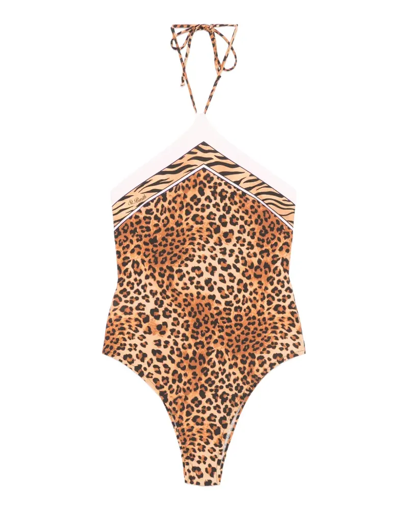 MC2 Saint Barth Meryem leopard-print halterneck swimsuit - Nude Nude