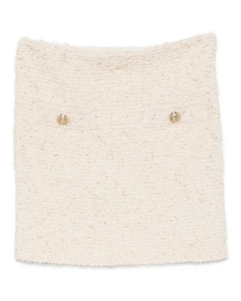 Balmain button-embellished tweed mini skirt - Nude Nude