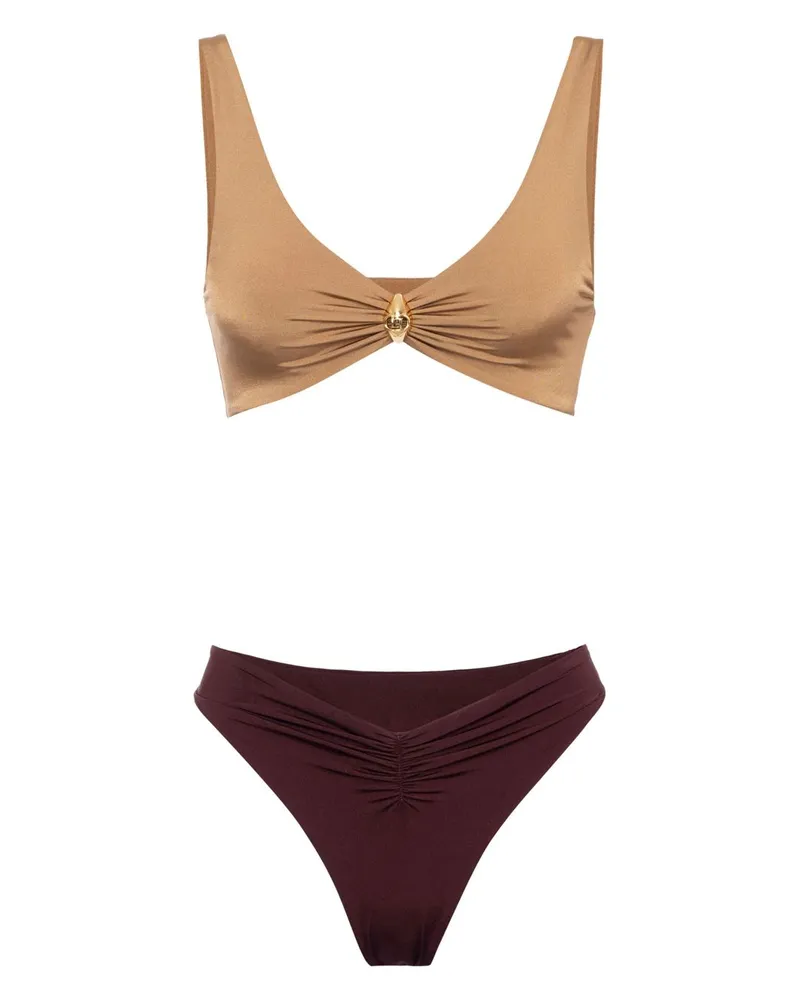 Elisabetta Franchi Zweifarbiger Bikini - Braun Braun